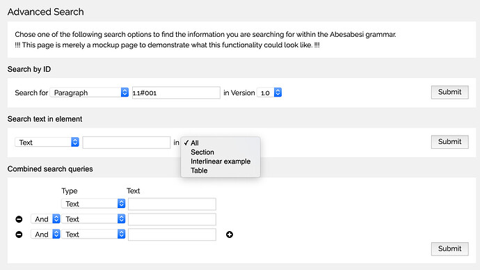 Advanced Search user interface design
