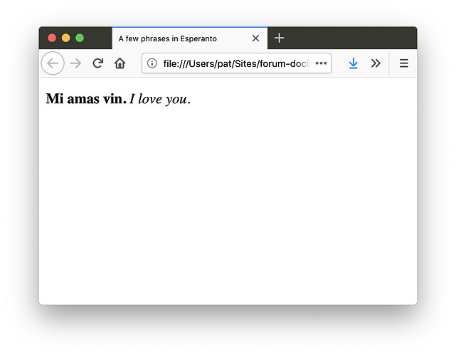 “I love you” in Esperanto