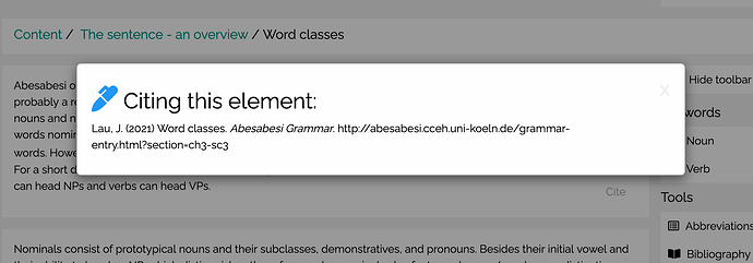 Example of citation tool, linking to Section §3.3