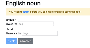 English noun-editing interface