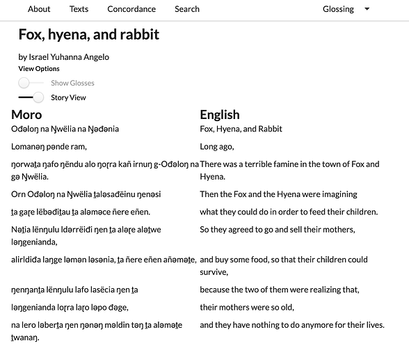 Parallel view of Moro text