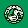 A logo with a green background for Language Duck without letters