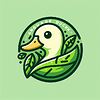 Create a logo with a green background for language duck