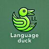 a logo with a green background for Language Duck without any letters