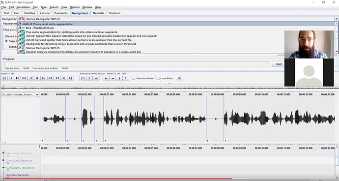 Selecting a recognizer in ELAN