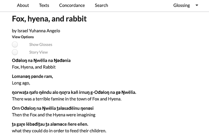 Default view of Moro text